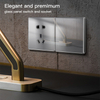 New style Ultra Platinum glass luxury wall switch 6.5mm switch & socket 
