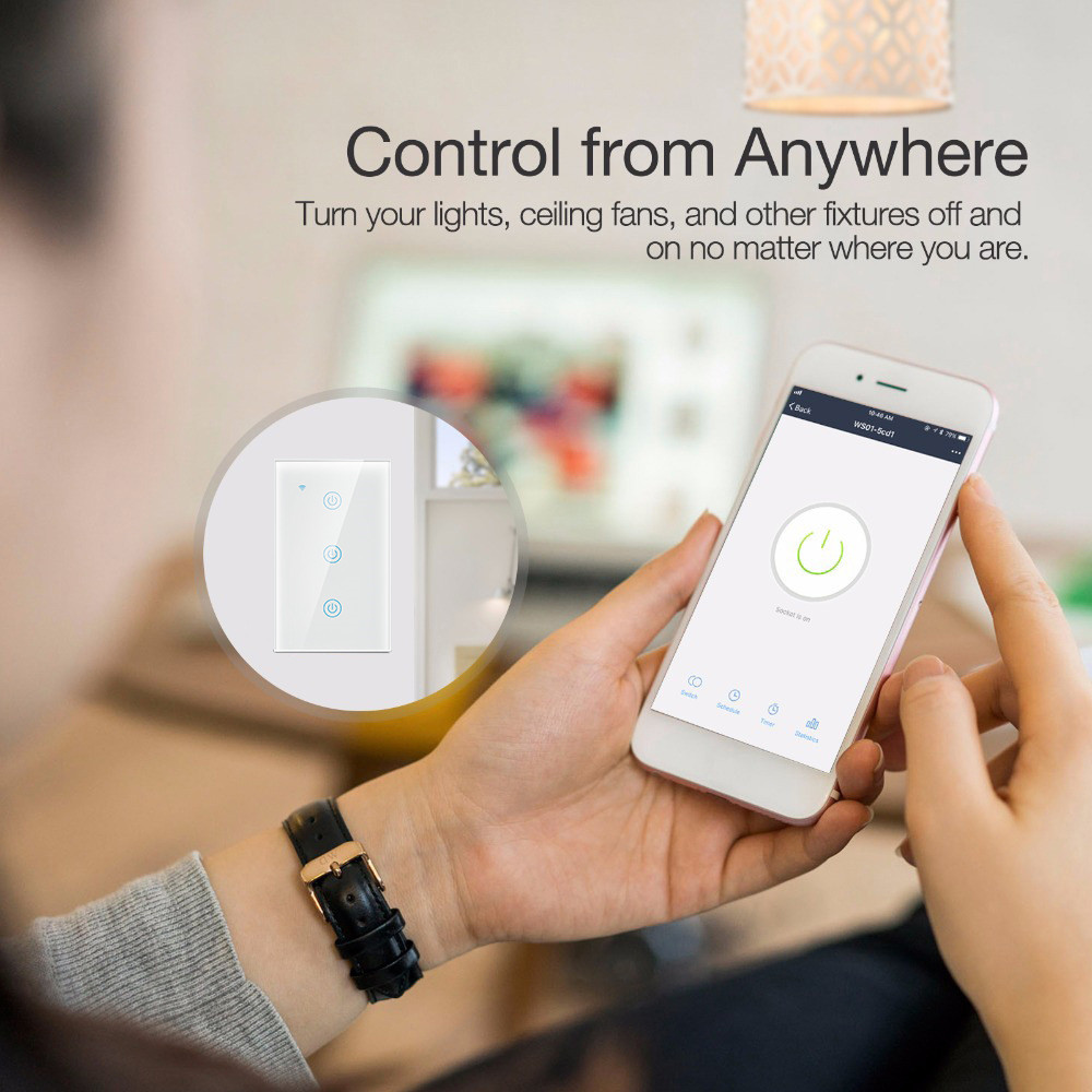 US 3 gang smart switch controled by phone ,work with Amzon alexa and google home
