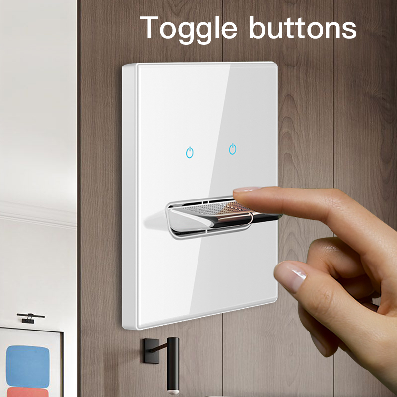 Chinese factory 3 Gang toggle Switches with glass panel and 3 smile buttons Switch for home Wall switches & sockets