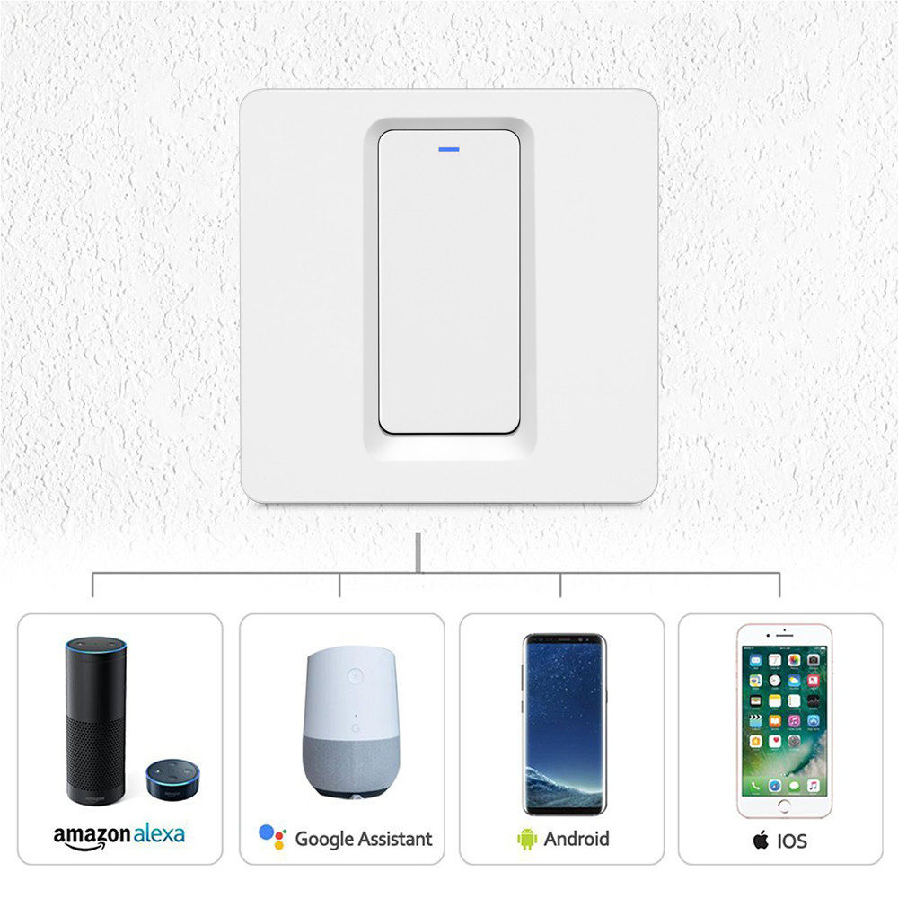 EU smart wifi switch 1 gang 1 way switch controled by phone ,work with Amzon alexa and google home