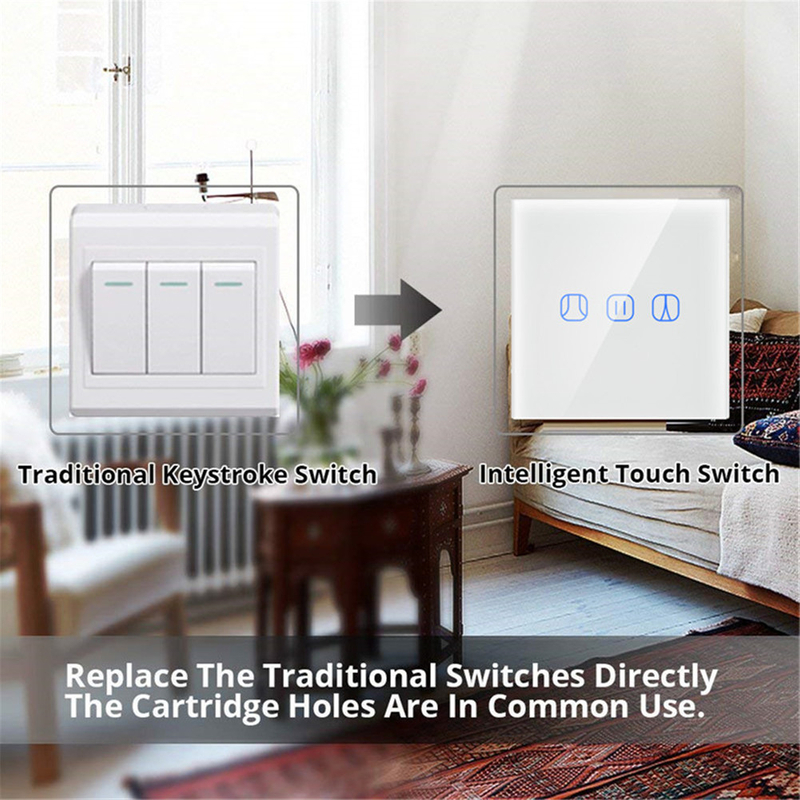 EU Smart Switch for Curtain switch can be timed on/off,silent, button type and touch screen type are available