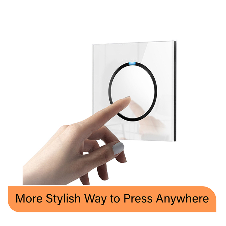 High Quality Glass white wall switch with round button for 2 control lights switchs