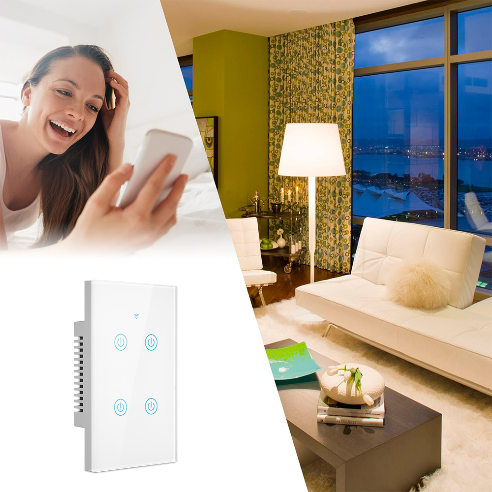 US standard smart switch wall panel with smart wifi timing 4 gang smart switch