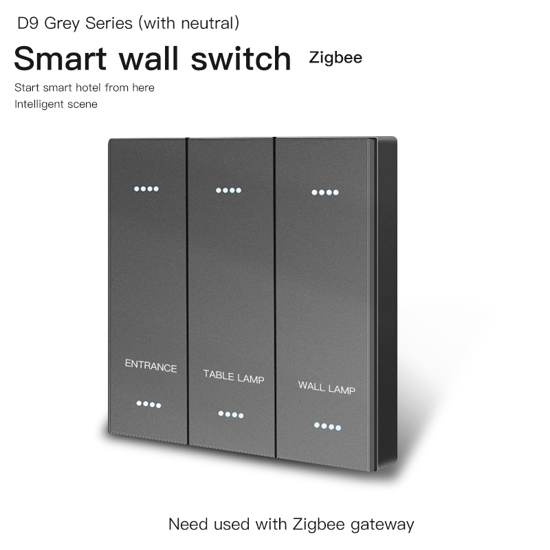 TUYA Hotel zigbee wall light switch smart scene control wifi tact switch，google home Remote smart curtain switch