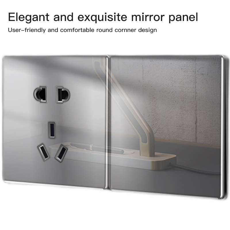New style Ultra Platinum glass luxury wall switch 6.5mm switch & socket 
